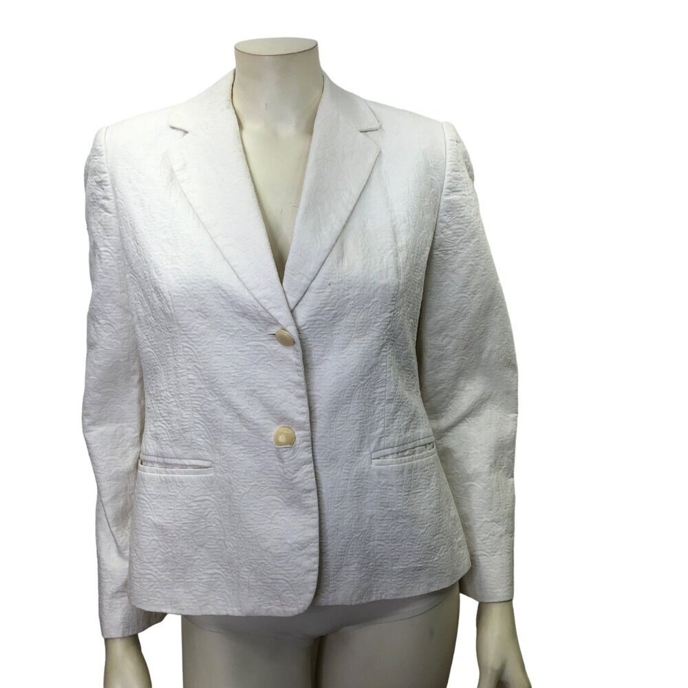 LIZ‎ CLAIRBORNE TWO BUTTON WHITE BLAZER 10 Pet